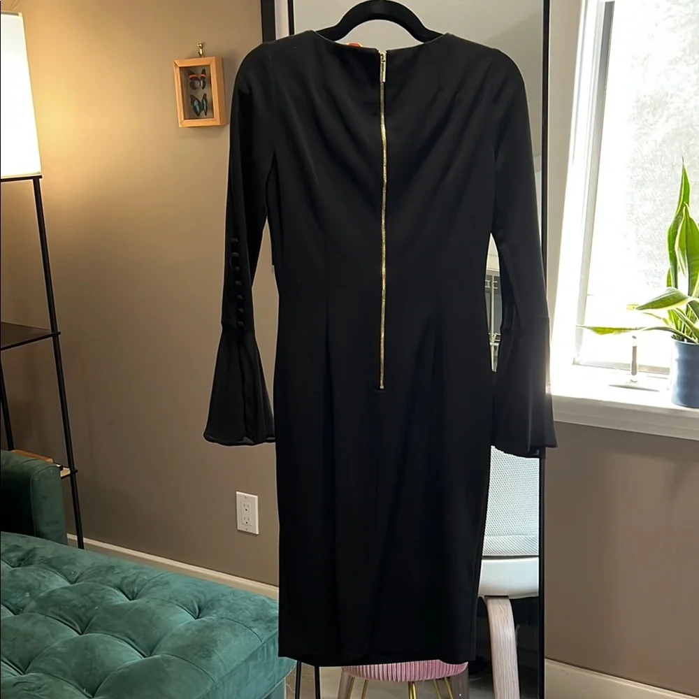Calvin Klein Elegant Black Long-Sleeve Dress | Size 6-8 - Picture 4 of 11